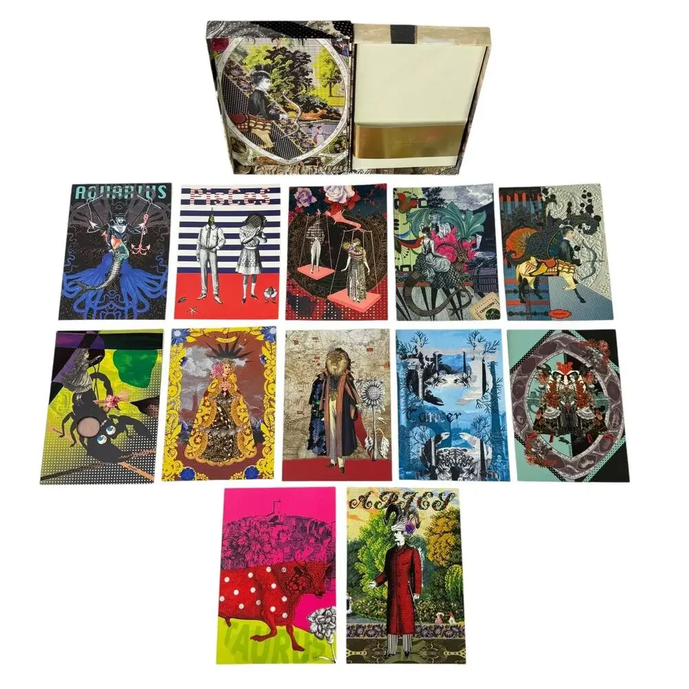 Christian Lacroix Astrologie Designer Note Card Set 12 Zodiac Signs -Never Used